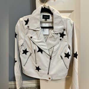 White Leather Jacket with Stars - New with Tags